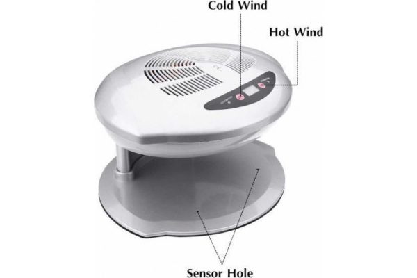 دستگاه لاک خشک کن 2 کاره دارای باد سرد و گرم مدل 2023 (دارای لامپ یو وی ال ای دی)